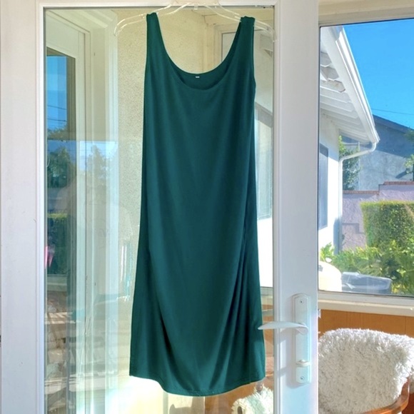 GREEN TEE SHIRT MIDI DRESS TANK  SLEEVELESS …. Size Large GUC - Picture 6 of 13